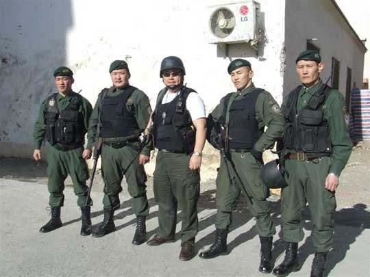 Homma Kancho with special security staff in Mongolia