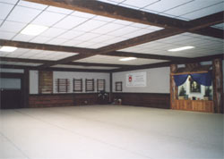 A Training Room Empty With Photos on the Wall