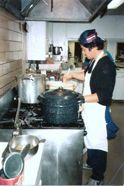 Cooking at Denver Rescue Mission in the early days. (about 1994)